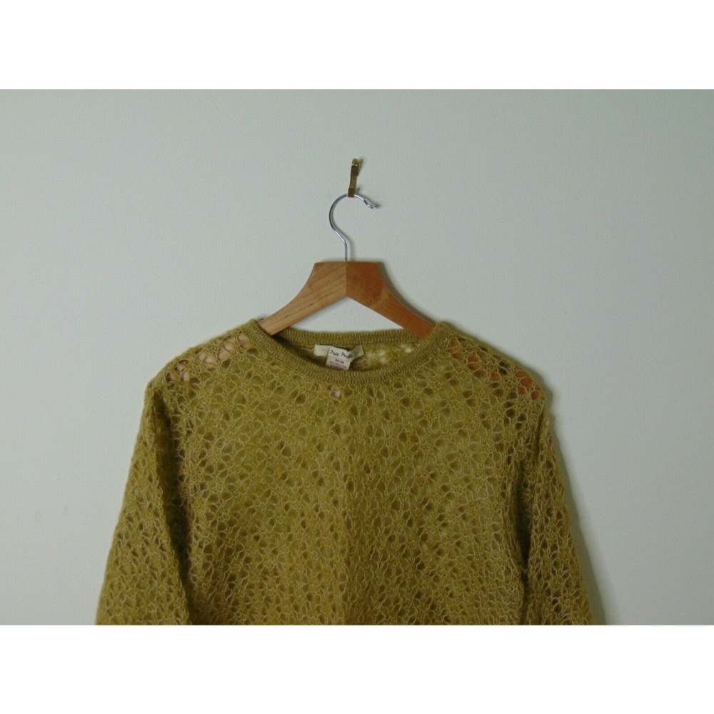 Free People M Open Knit Wool Mohair Sweater Brown - Picture 2 of 5